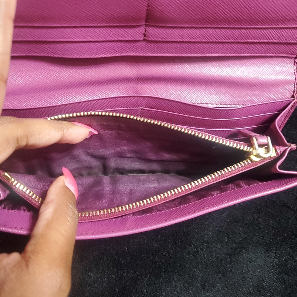 $SOLD$ Prada Pink Nylon and Leather Continental Wallet - Picture 9 of 12